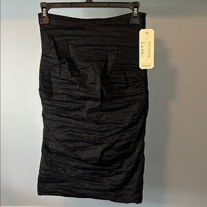 Designer Rusched Black Pencil Skirt by Atelier